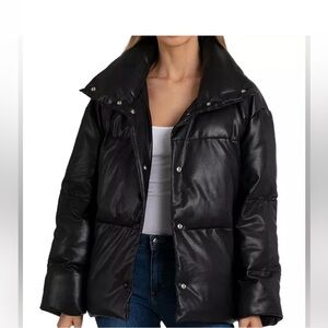 With the girls Avec Les Filles Leather Puffer